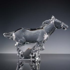 Baccarat Crystal Sculpture, Galloping Horse