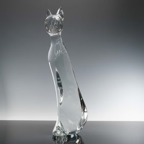 Baccarat Robert Rigot Crystal Sculpture, Le Chat