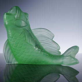 Baccarat Green Crystal Figurine, Fish