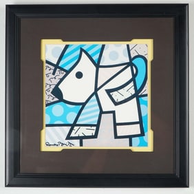 Romero Britto, Lithograph, Dog Pop Art - Signed