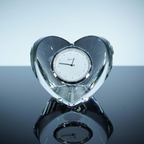 Baccarat Crystal Heart Table Clock