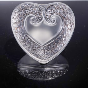 Lalique Crystal Heart Box with Lid