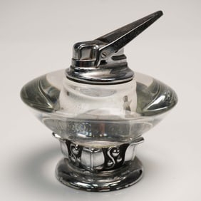 Ronson Glass Table Lighter, Chrome Details