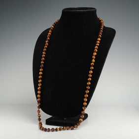 Tiger's Eye Bead Necklace with Filigree Clasp