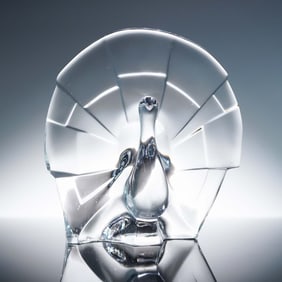 Baccarat Crystal Paperweight, Peacock