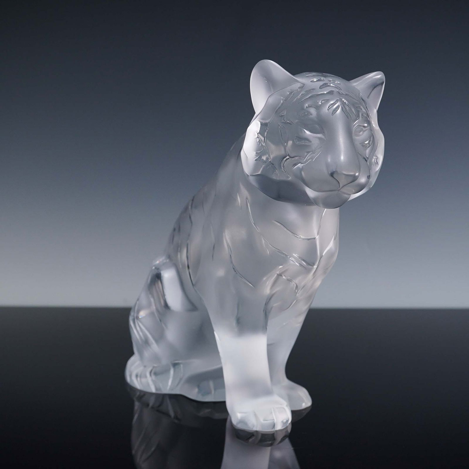 Lalique Crystal Large Sculpture, Sitting Tiger (1 of 7)