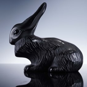 Lalique Crystal Black Figurine, Cesar