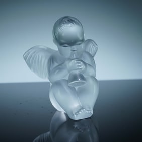 Lalique Crystal Figurine, Angel with Trumpet