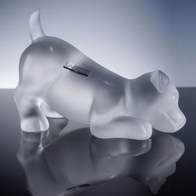 Lalique Crystal Figurine, Playing Puppy Sweety Mischievous