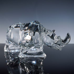 Baccarat Crystal Rhinoceros Sculpture