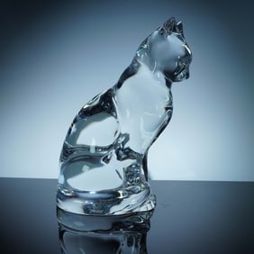 Baccarat Crystal Figurine, Sitting Cat