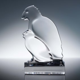 Baccarat Crystal Figurine, Mother and Baby Eagle