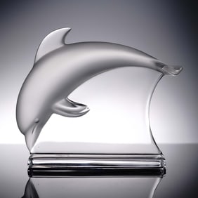 Lalique Crystal Dolphin Sculpture