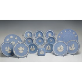 15pc Wedgwood Jasperware Assortment, Blue Basalt