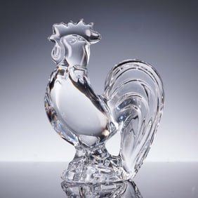 Baccarat Zodiac Collection Crystal Figurine, Clear Rooster with Box