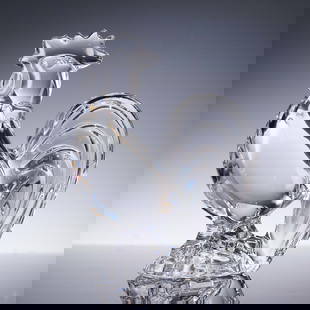 Baccarat Zodiac Collection Crystal Figurine, Clear Rooster with Box: This exquisite Baccarat crystal rooster figurine showcases a proud, sculptural form with masterful detailing from comb to claw. The intricately curved tail fans upward in elegant, fluid motion that ca