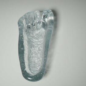 Glass Foot Form Ashtray, Textured Clear Glass