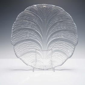 Orrefors Sweden Crystal Leaf-Form Dish