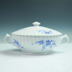 Haviland Limoges Covered Tureen, Blue Floral Scalloped