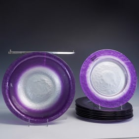 10pc Portmeirion Dusk Collection Plates & Bowl, Pearlescent Aubergine