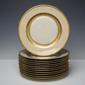 12pc Rosenthal Porcelain Gilded Ivory Dinner Plates