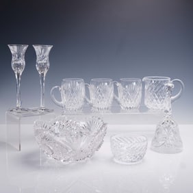 9pc Cut Crystal Assortment, Includes Tyrone Marked Pieces