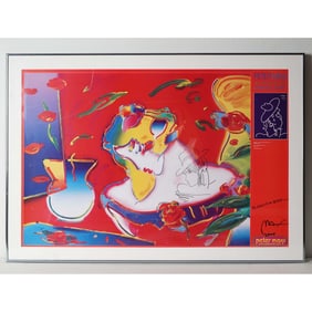 Peter Max Signed Poster Daydream Romance Series with Original Drawing