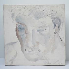 Signed Contemporary Abstract Portrait Painting on Canvas