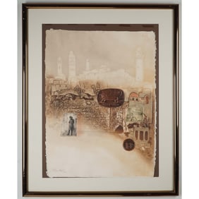 Mikulas Kravjansky, Mixed Media Print, Jerusalem City of Gold III-Signed