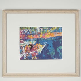 After LeRoy Neiman, Color Print on Paper, Coastal Party Scene