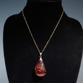 Pididdly Links Amber Teardrop Pendant Necklace, Kingston NY