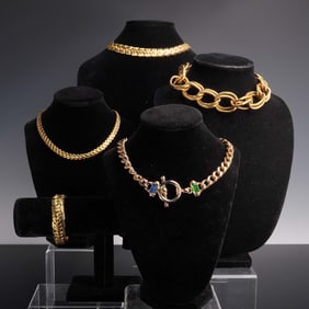 5pc Gold-Tone Statement Jewelry Lot
