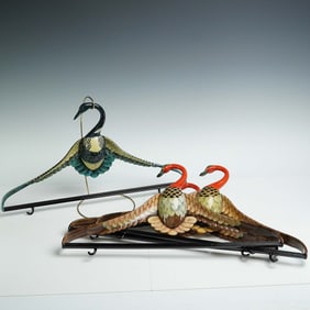 4pc Hand Painted Lacquered Goose Coat Hanger