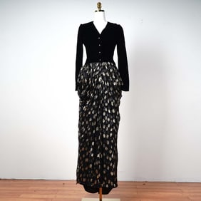 Givenchy Nouvelle Boutique Couture Velvet and Gold Evening Gown, Size 8