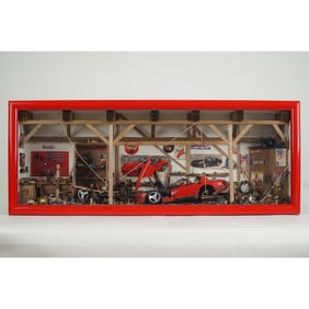 La Ruee Vers l'Art Shadowbox Diorama of Dodge Viper in Mechanic Shop