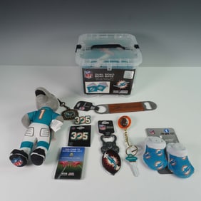 9pc Miami Dolphins NFL Fan Memorabilia and Accessories