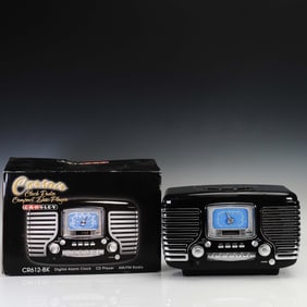 Crosley Corsair Retro-Style Black Color Clock Radio CD Player with Box