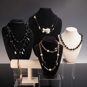 5pc Black & Gold Costume Jewelry Set, Joan Rivers & Givenchy