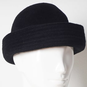Hermes Woman's Chapeaux Black Felt Fedora Hat, Size 57