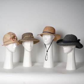 4pc Women's Straw Hats by Tilley, Eric Javits, Langston Bourquin & L Green