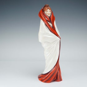 Michael Sutty Figurine, Iridescent Woman in White and Red