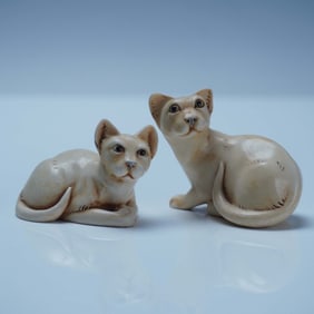 Harmony Kingdom Handmade Two by Two: Marie & Pierre 3-Piece Cat Set by Adam