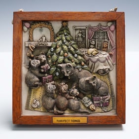 Harmony Kingdom Framed Wall Plaque, Purrfect Tidings Premiere Edition