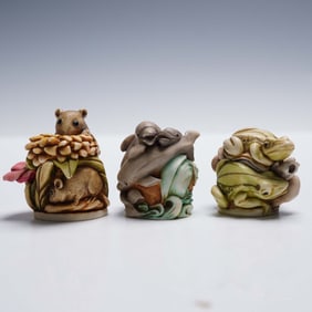 3pc Harmony Kingdom Millennium Club Figurines, 2000