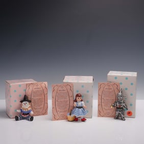 3pc Madame Alexander Porcelain Figural Boxes " Dorothy, Tin Man & Scarecrow