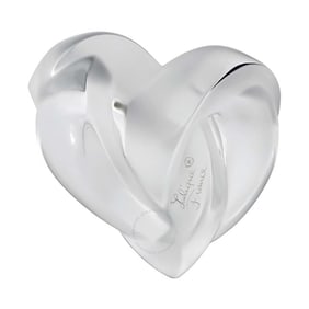 Lalique Crystal Clear Paperweight, Hearts Entrelaces - Sealed Box