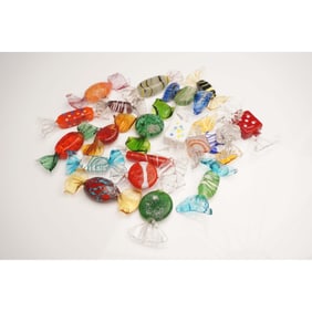 20pc Art Glass Candy Figurines, Assorted Colors and Shapes
