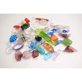 20pc Art Glass Candy Figurines, Multicolor Murano-Style Assortment