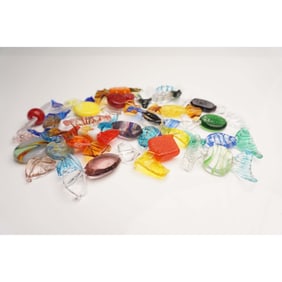 23pc Hand-Blown Art Glass Candy Figurines, Mixed Styles