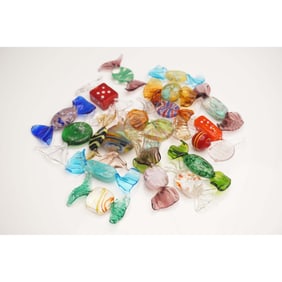 20pc Murano Style Art Glass Candy Pieces